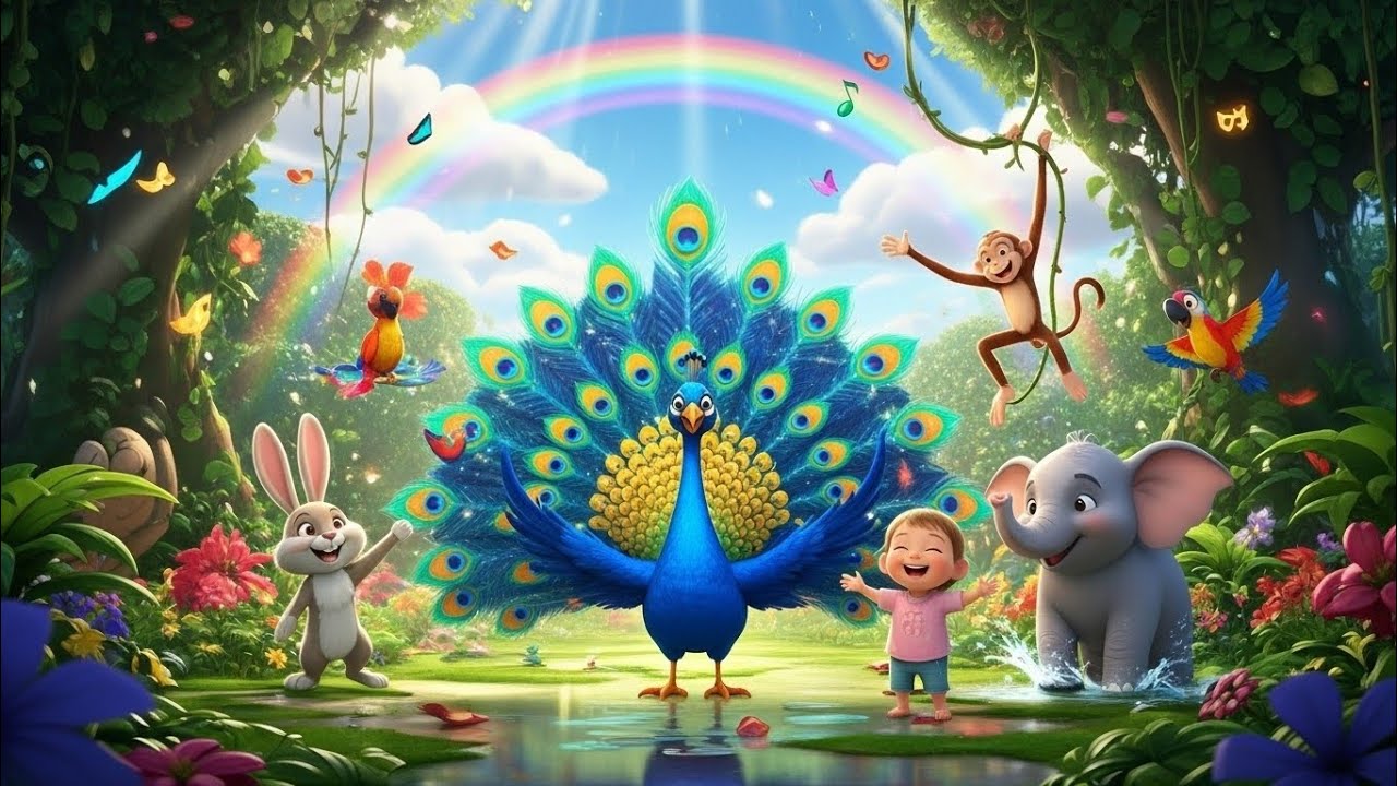 🦚 Mor Miya | Dance of Colors | New Peacock Song for Kids | Rain Dance in Jungle | 3D Animated Song