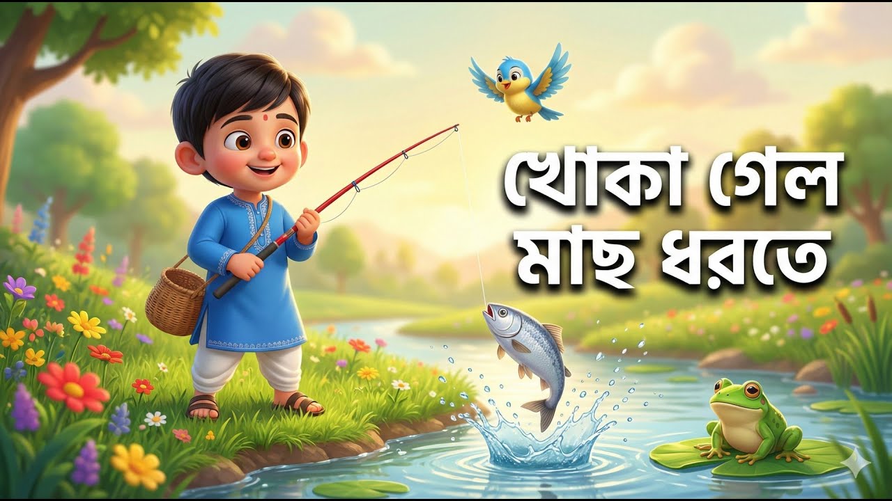 খোকা গেল মাছ ধরতে 🐟 | Bengali Kids Rhyme | Nursery Rhymes in Bangla | Rainbow Rhyme Bangla