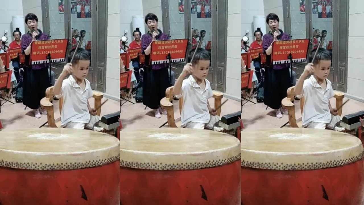 莆田湄洲岛蔡昱程小鼓手 #小孩子的快乐总是那么简单