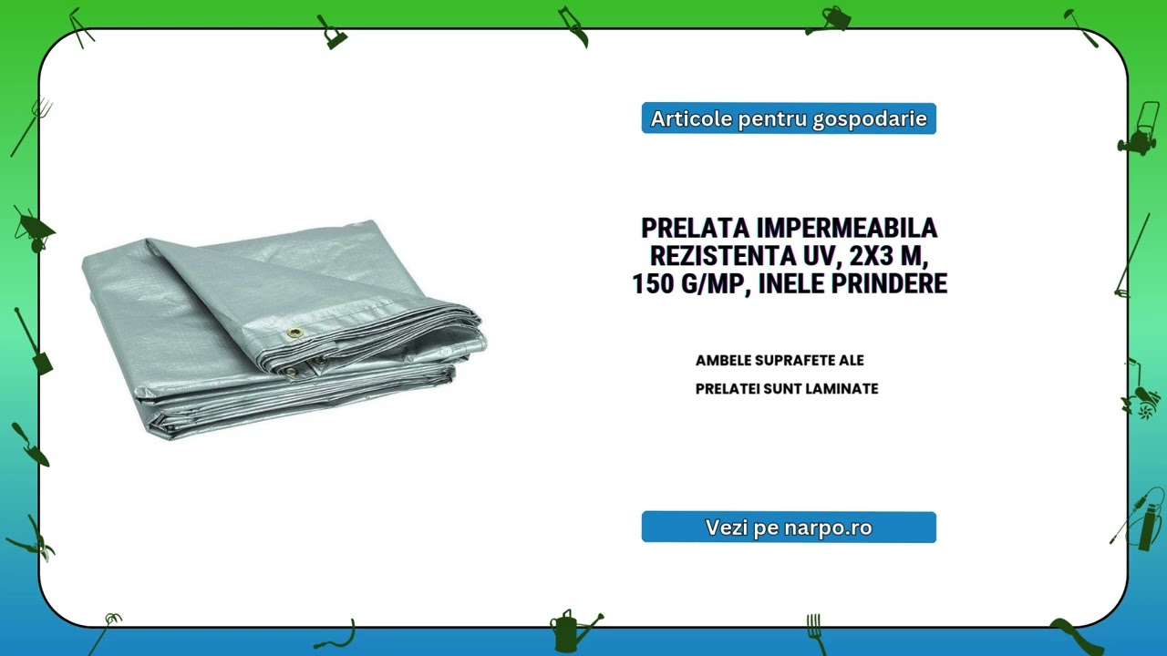 Prelata impermeabila rezistenta UV, 2x3 metri, 150 g/mp, inele de prindere, argintiu, DSH, 104176