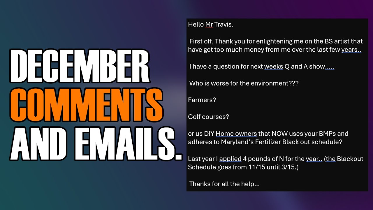December Comments and Emails