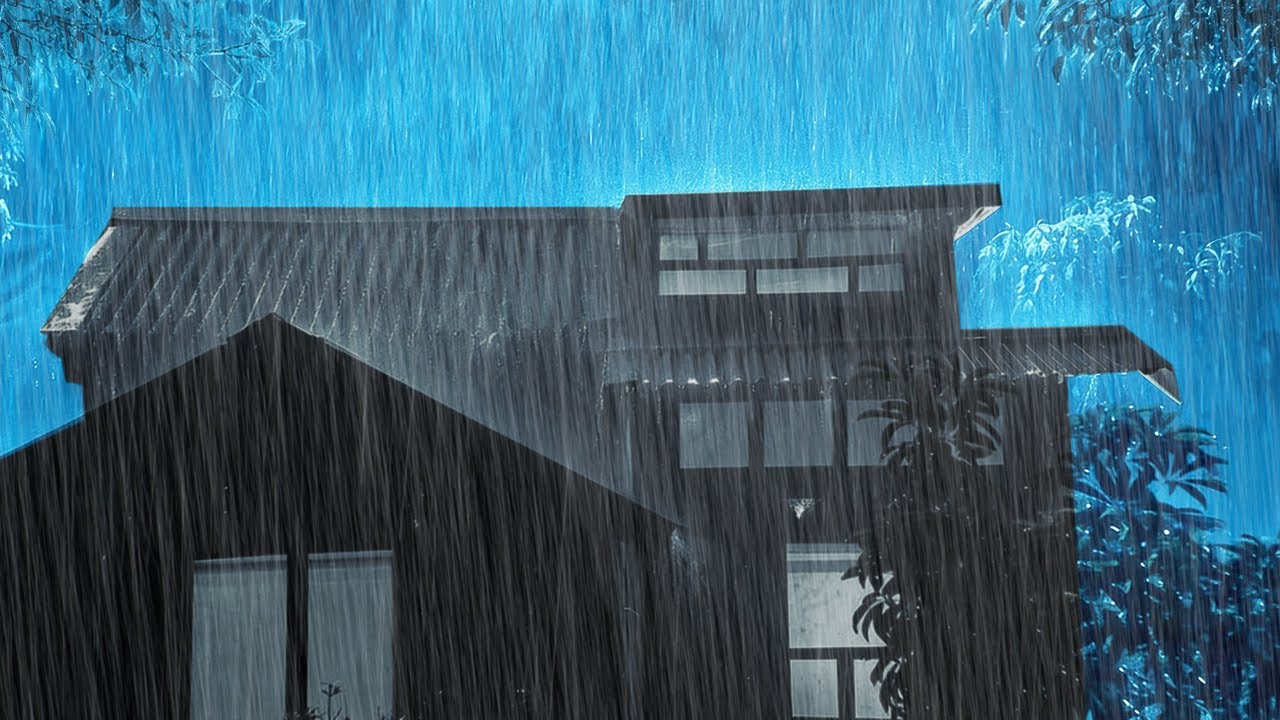 Fall Asleep to Steady Heavy Rain on a Tin Roof | Quiet Dark Night Ambience