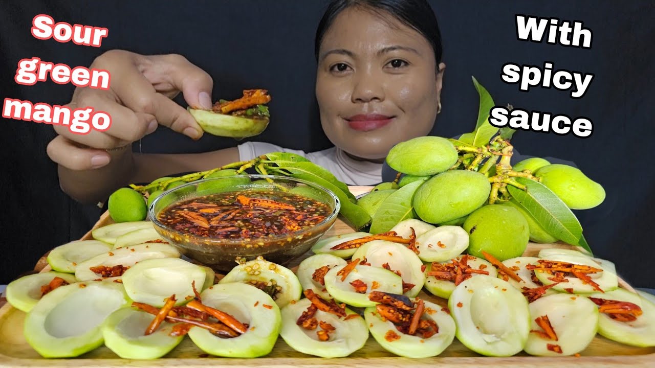SPICY SOUR GREEN MANGO WITH MAANGHANG NA SAWSAWAN MUKBANG