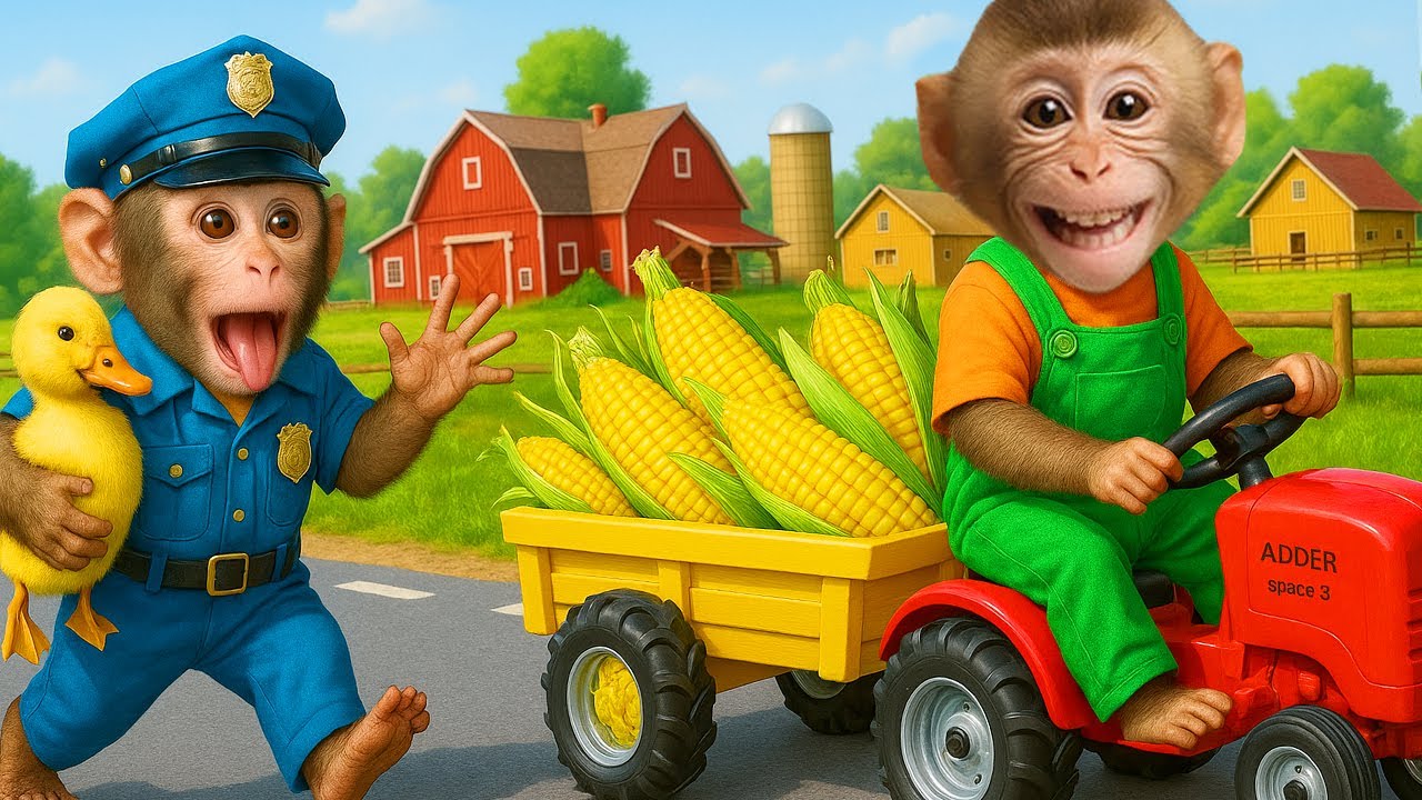 Bim Bim helps his dad harvest corn and makes boiled corn to take care of the pigs, goats, and ducks