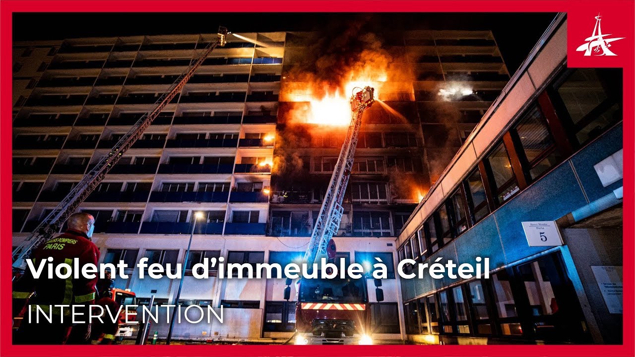 Violent feu d'immeuble à Créteil