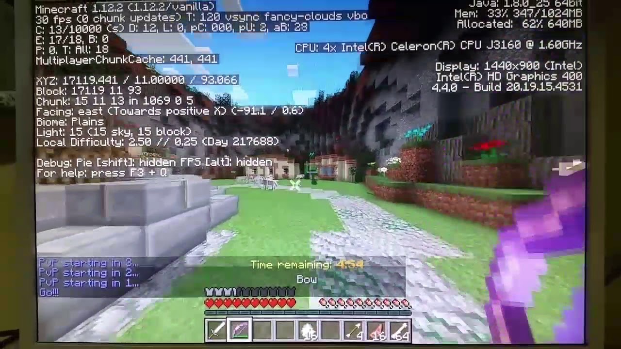 Playing Minecraft on Intel Celeron J3160 HD400 Vorke V1