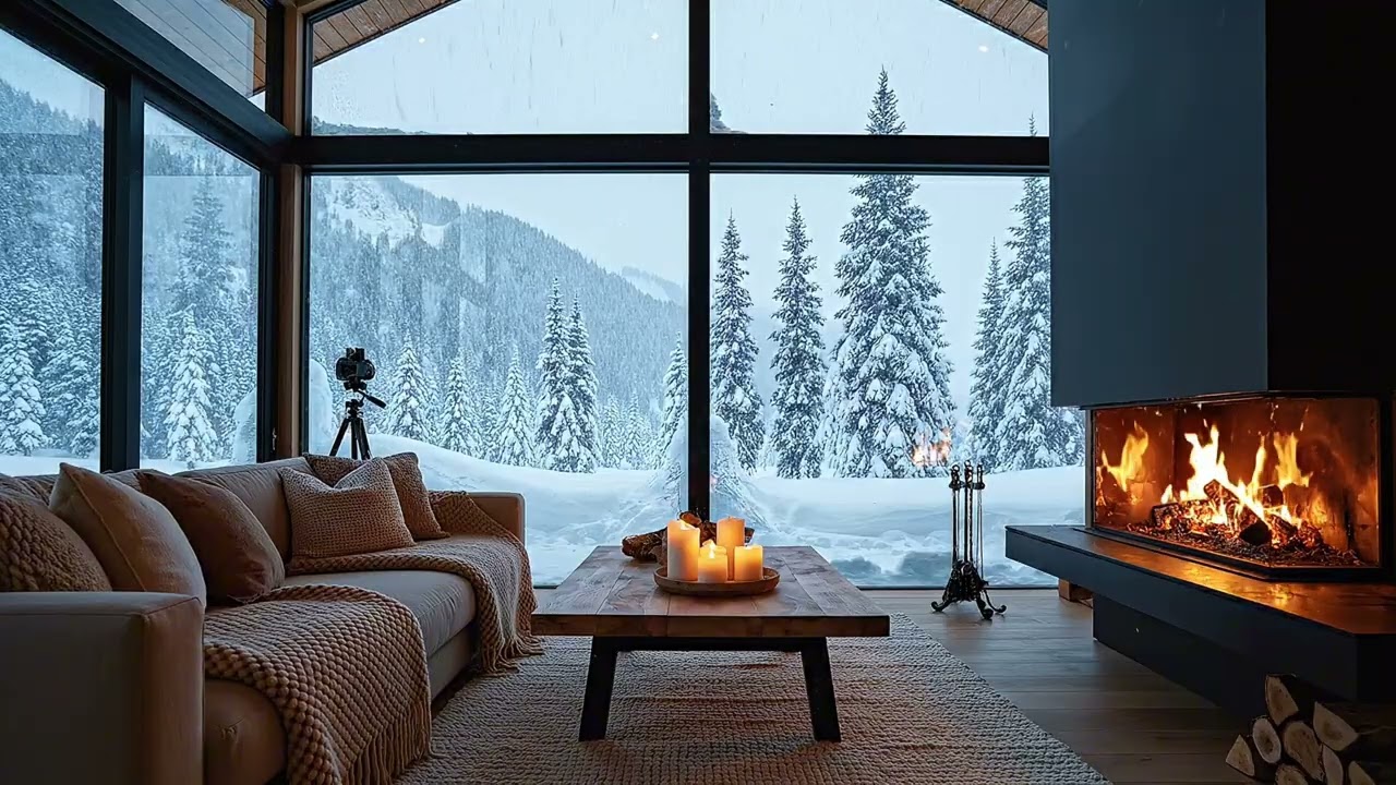 Cozy Snow Cabin Ambience ❄️ Relaxing Piano for Sleep & Focus