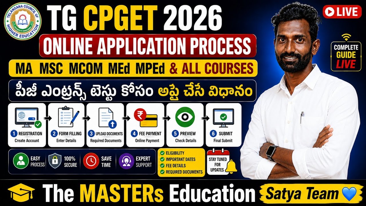 TG CPGET 2026 Online Application Process Step by Step Guide Live Telangana PG Entrance Test 2026