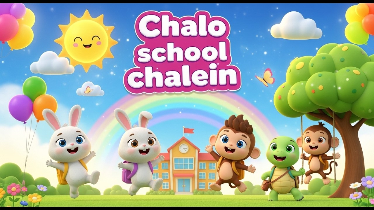 Chalo School Chalein😍💕 | Urdu Hindi Kids Morning Poem 🎒🌞