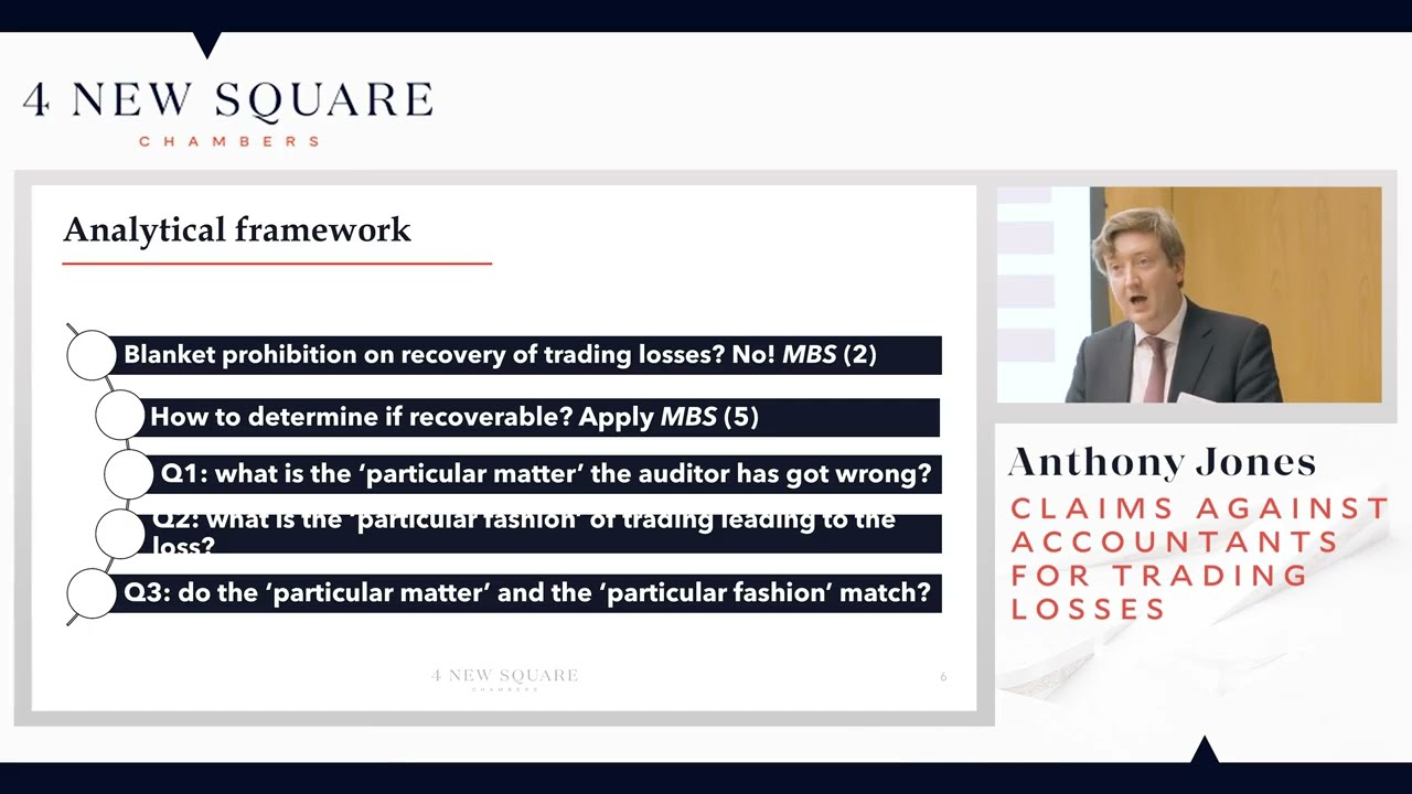 Claims against Accountants for Trading Losses - Jamie Smith KC, Pippa Manby and Anthony Jones