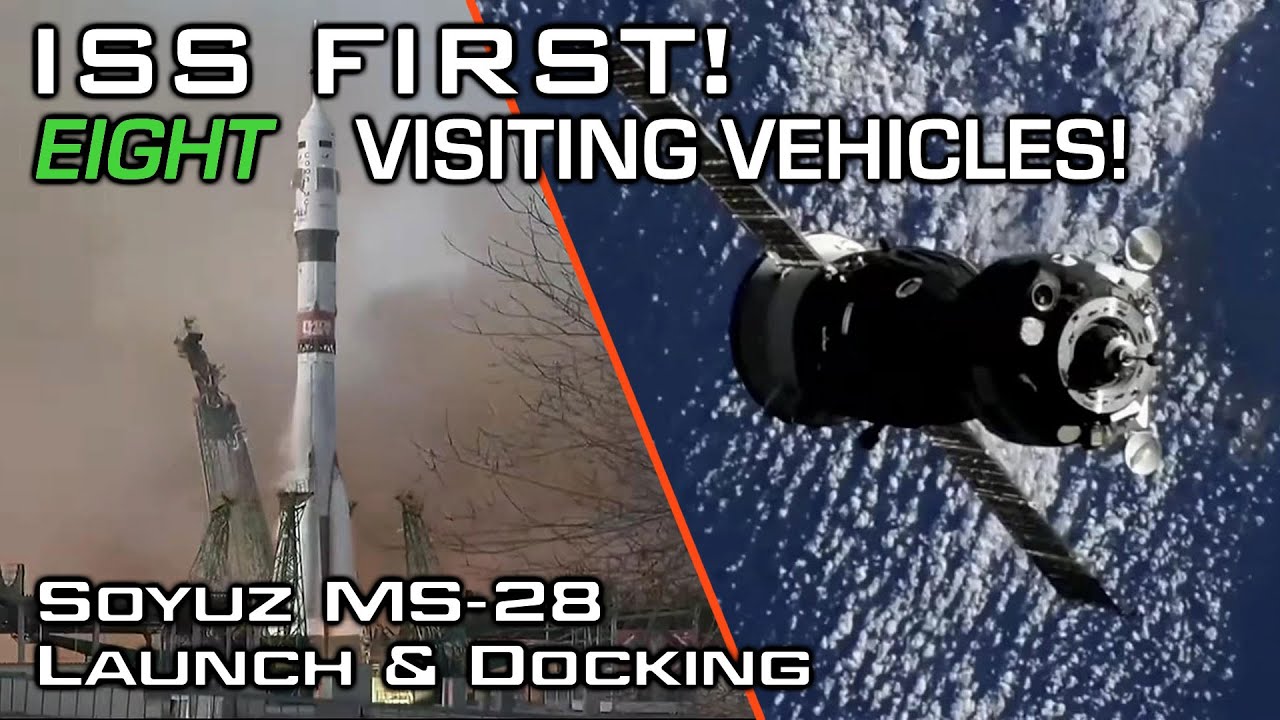 Record EIGHT Visiting Vehicles at ISS! | Soyuz MS-28 Launch & Docking
