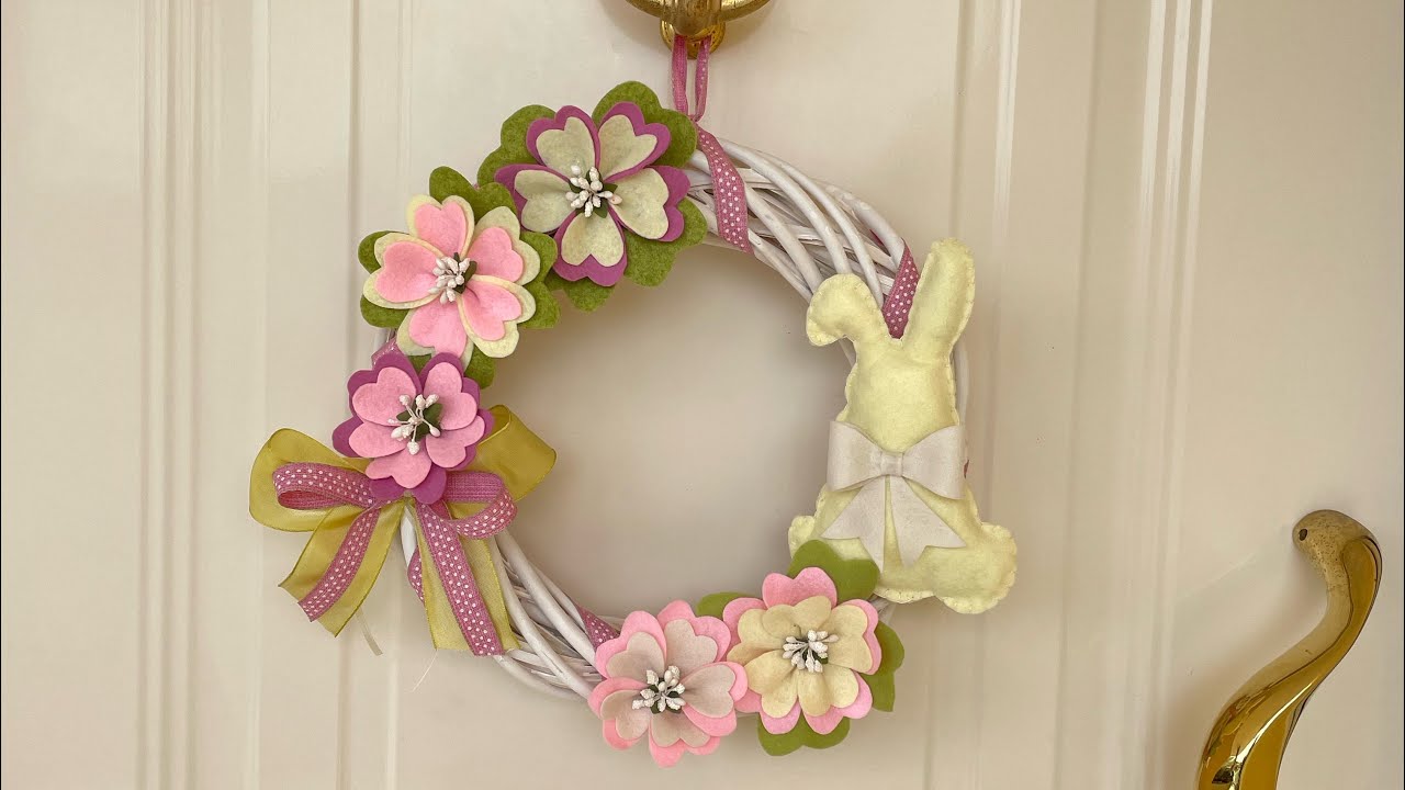 Ghirlanda coniglio e fiori in feltro 🌸