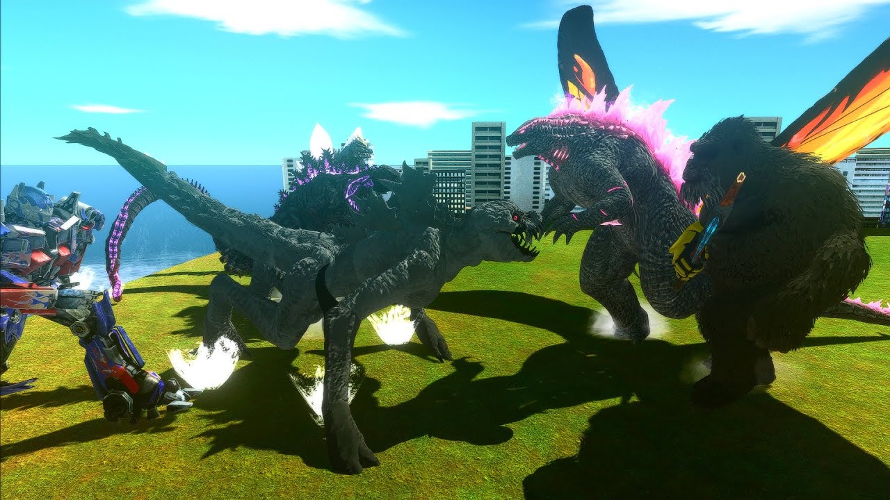 Niloticus & Shin Goji & Space Goji & Optimus Prime VS Evolved Godzilla's raid of kaiju(s) [ARBS]