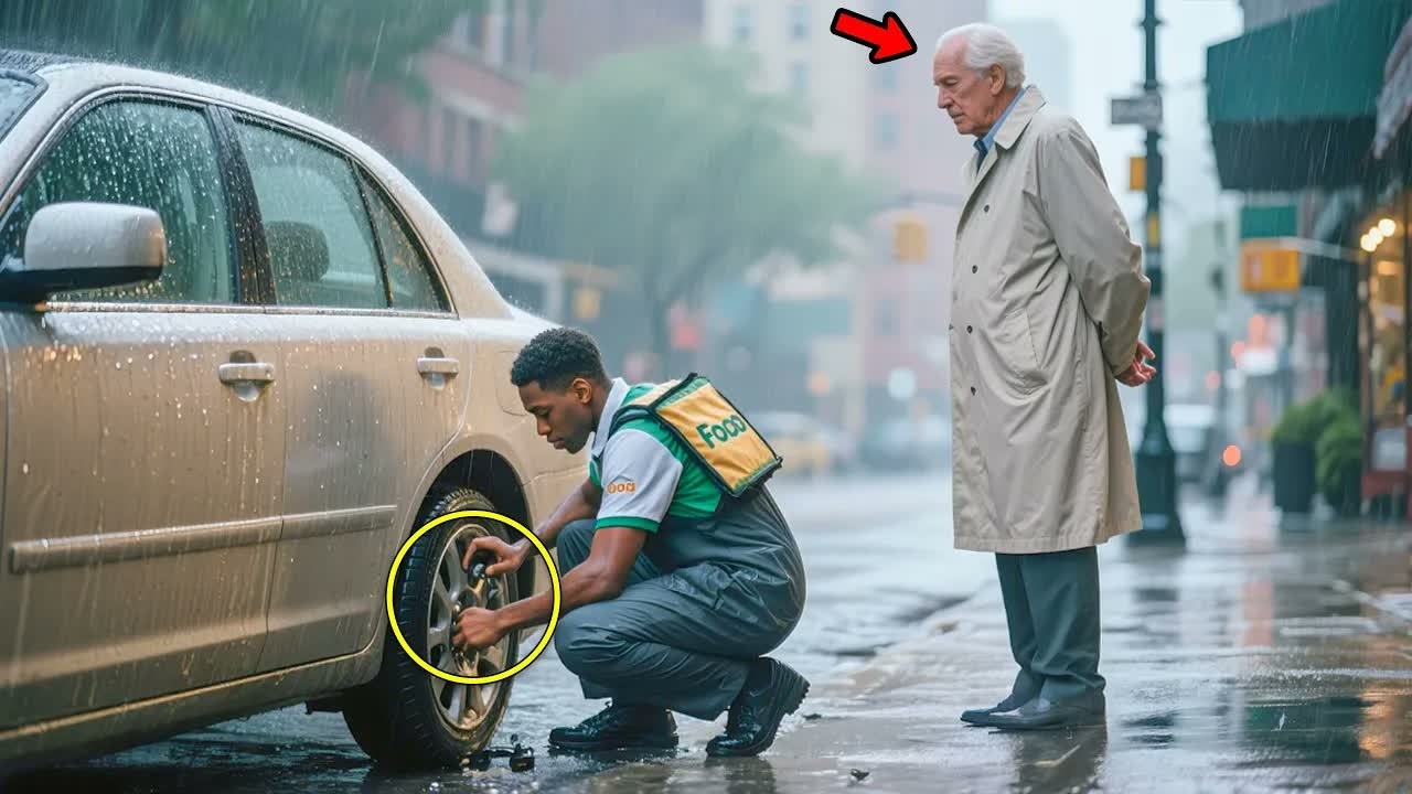 Black Delivery Man Helps Elderly Stranger with a Flat Tire, What Follows Changes His Life Forever