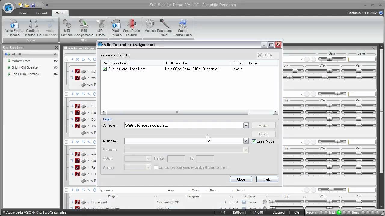 Working with Sub-Sessions in Cantabile Performer