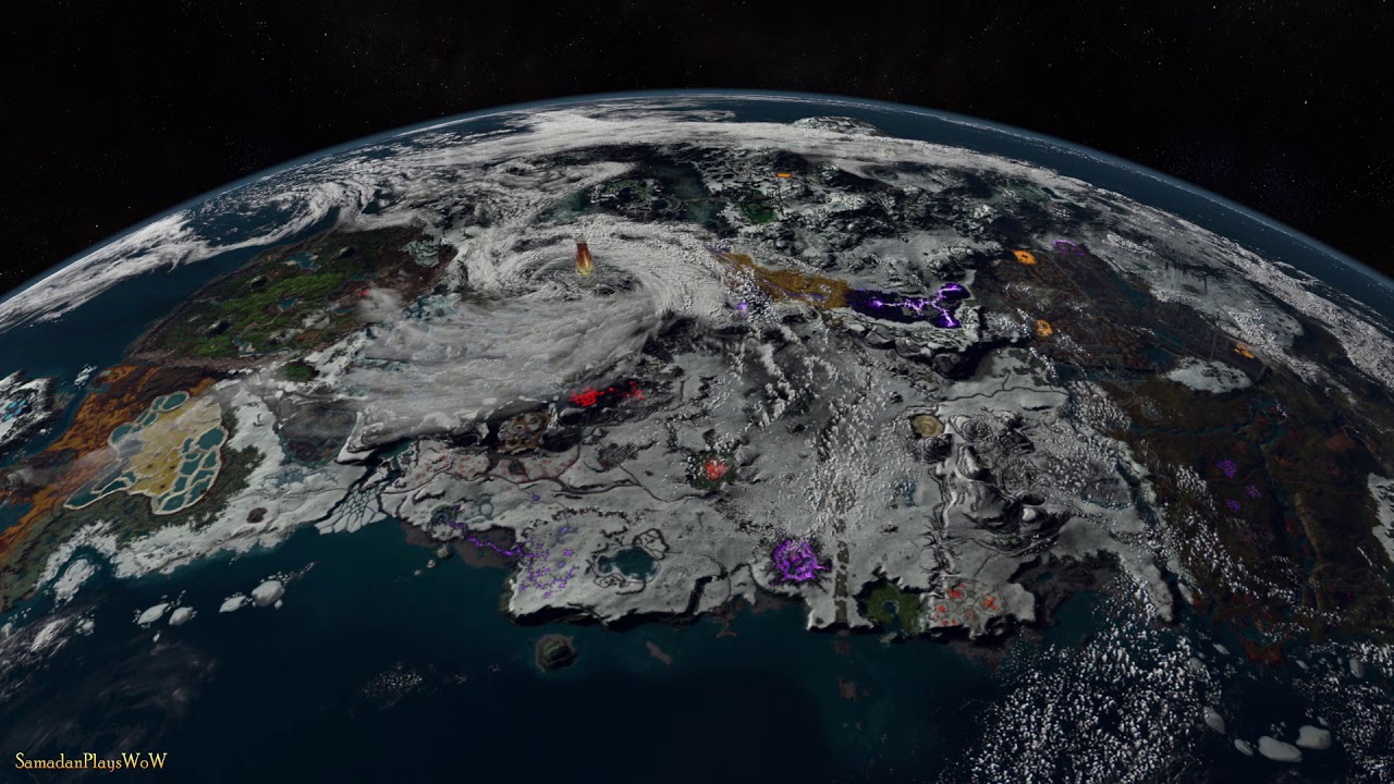 WoW - Northrend from low orbit with Shadowlands fracture