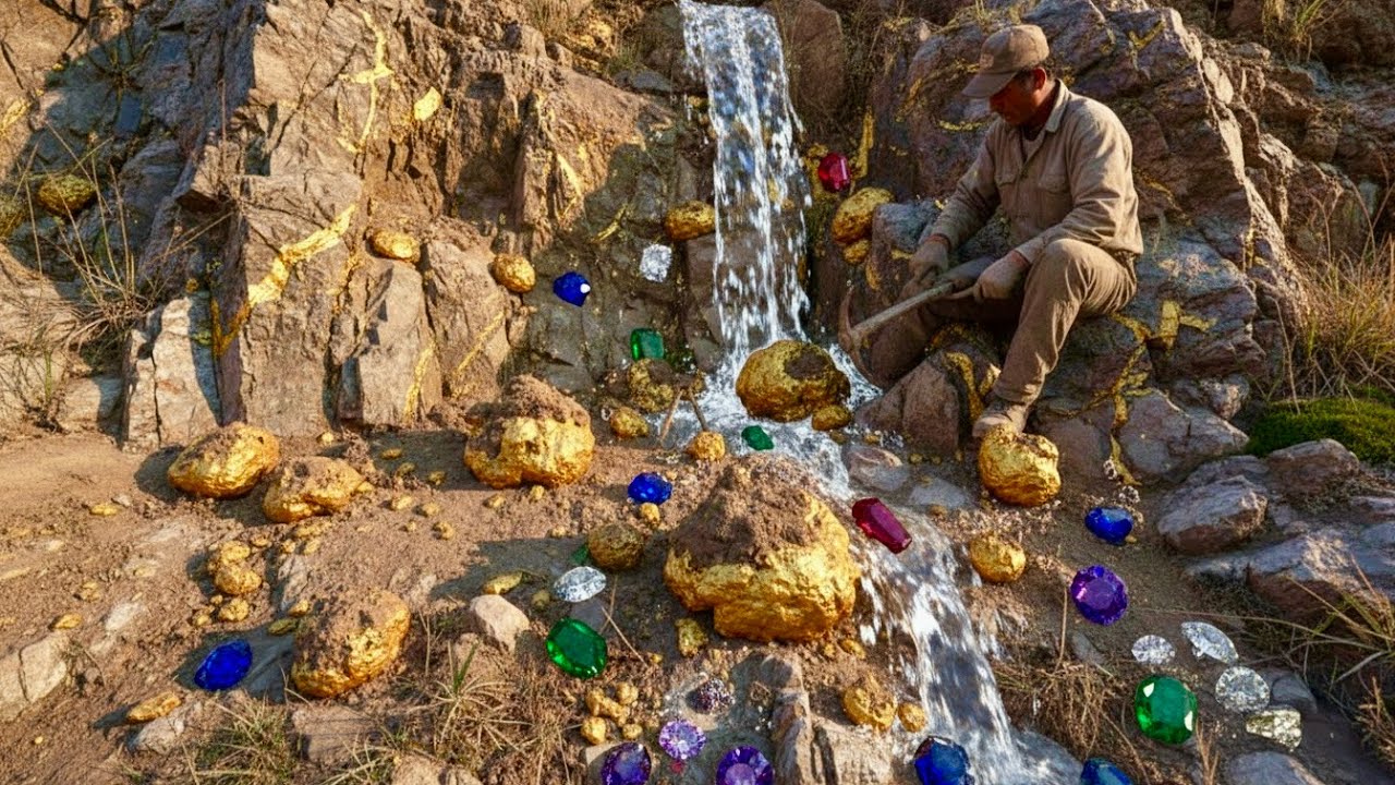 amazing digging the gold nuggets and gemstones at riverside 💎 
