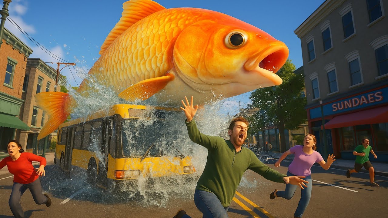 This fish got tired of being in the water, so it decided to take a trip around the city 🐟😂
