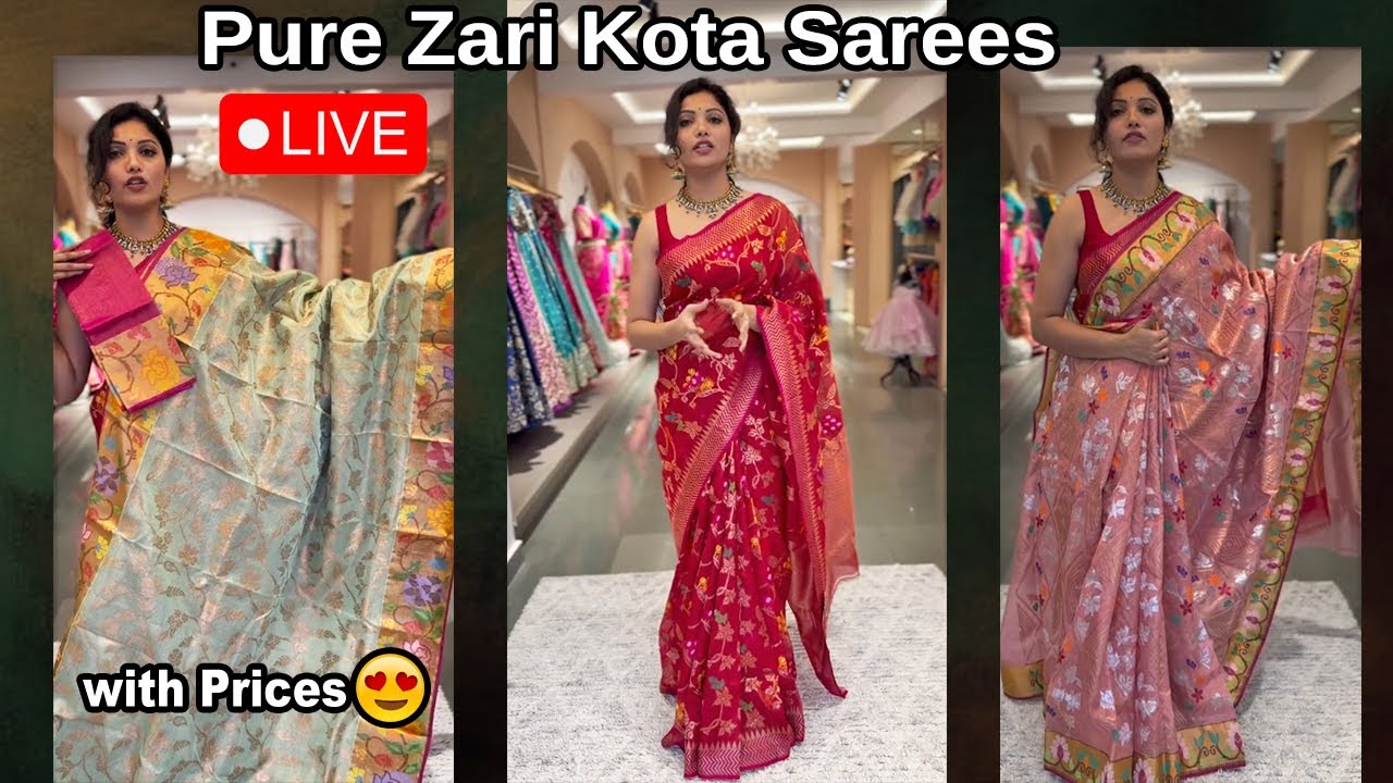 Pure Zari Kota Sarees with prices | Teja Sarees  Zari Kota |@brideessentials#zarikota