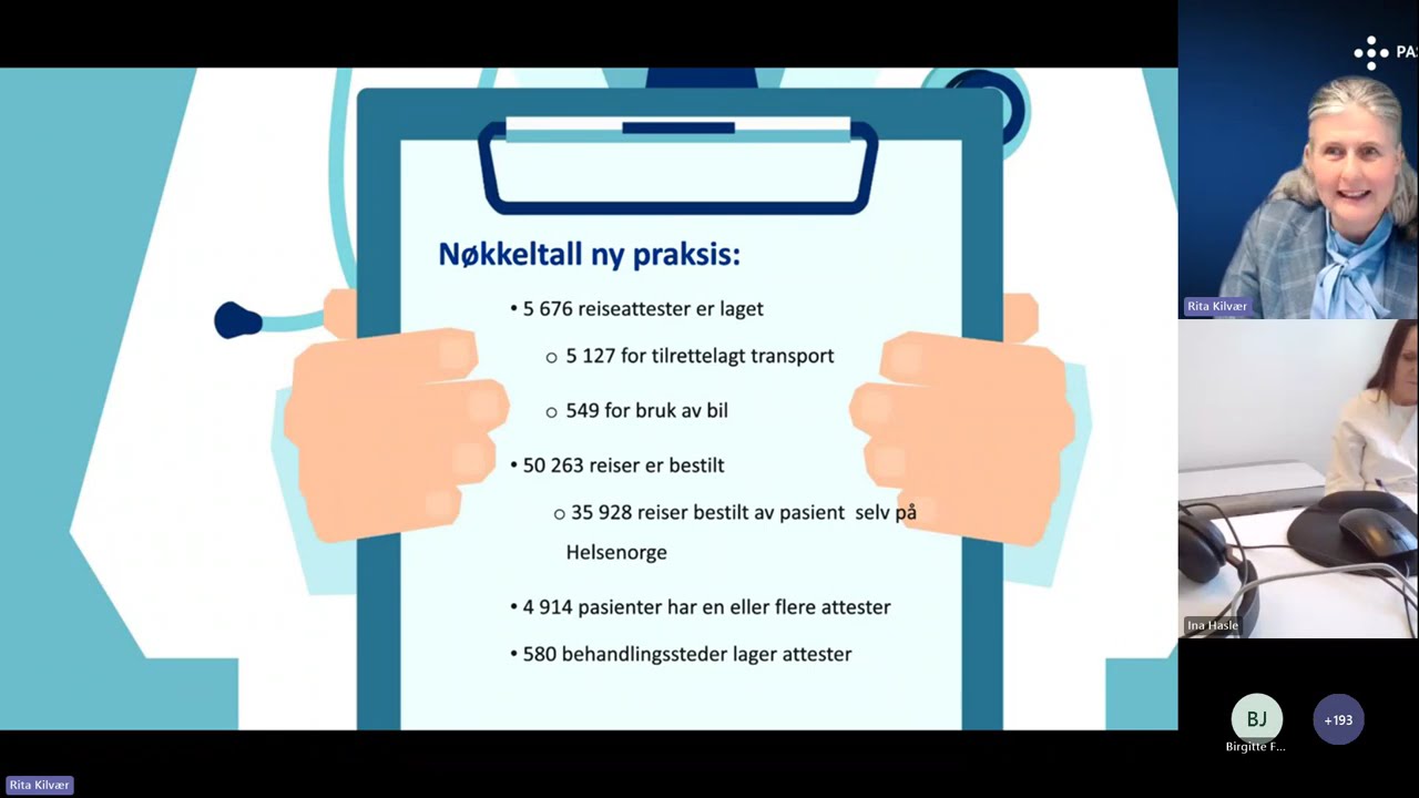 Webinar for helsepersonell om ny måte å bestille pasientreiser på.