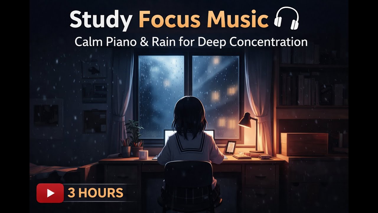 Study Focus Music 🎧 | Calm Piano & Rain for Deep Concentration