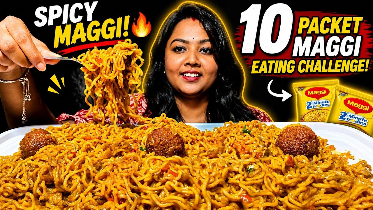 10 Packet Noodles Eating Challenge | Maggi Noodles Mukbang ASMR 
