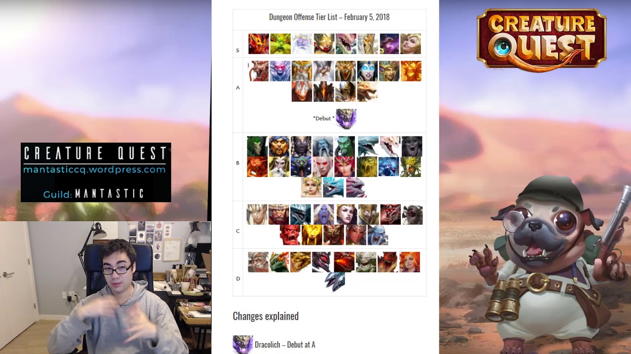 [Creature Quest] Legendary, Rare, and Common Tier List - February 8, 2018
