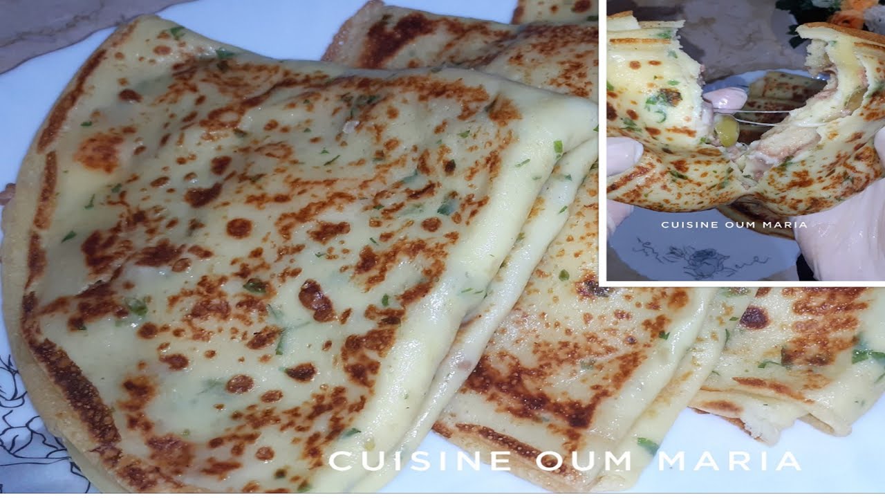 كريب مالح بالتونة والجبن سريعة وبزاف بنينة/Crêpes salées farcies au thon et fromage