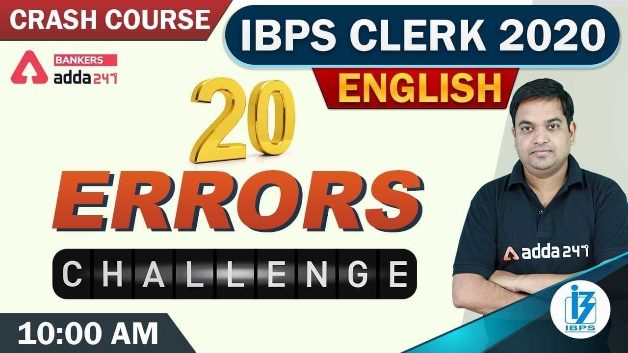 IBPS CLERK 2020 Crash Course | English | 20 Errors Challenge | Adda247