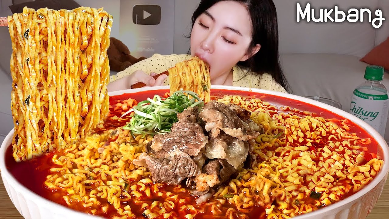 Супер острый говядины румен🔥🔥super spicy beef buldak samyang noodlesㅣASMR MUKBANGㅣEATING SOUND!