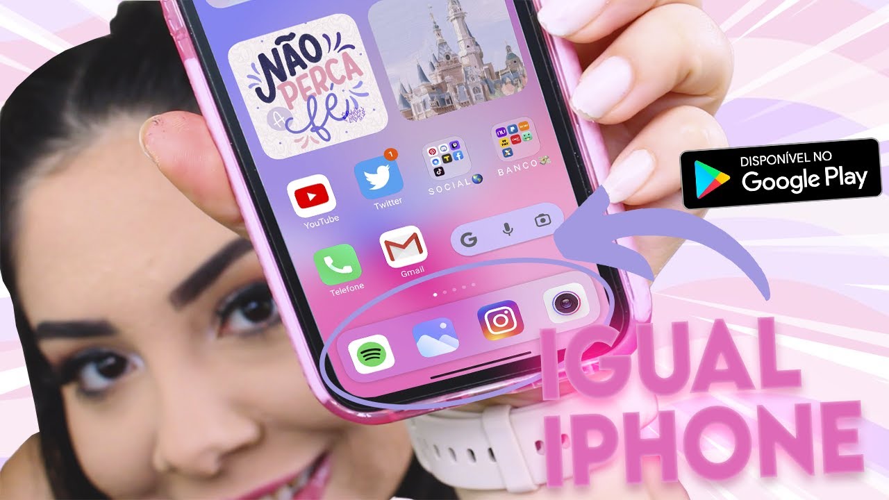 Igual iPhone 🤩 Barra de Apps no seu android 💕