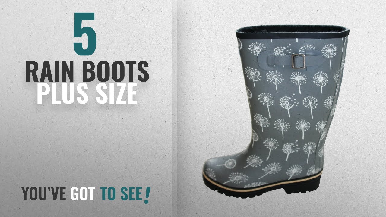 Top 5 Rain Boots Plus Size [2018]: Jileon Wide Calf All Weather Durable Rubber Rain Boots for