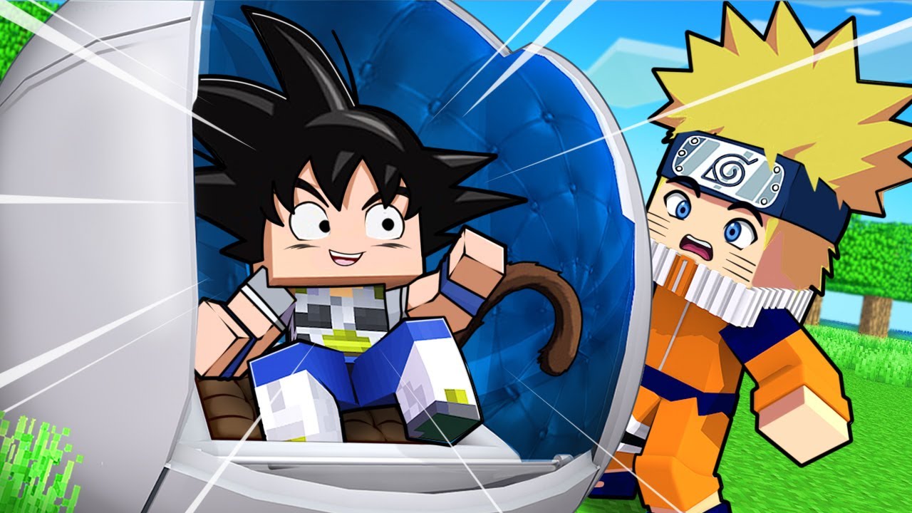 GOKU APARECEU no MUNDO de NARUTO SUPER Minecraft !