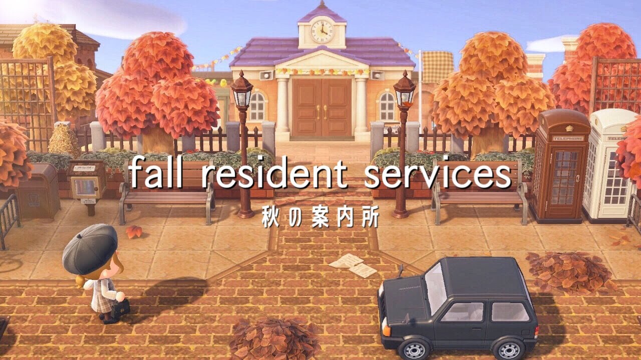 紅葉舞う秋の案内所周り | Autumnal Resident Services | Speed Build | Animal Crossing New Horizons あつ森