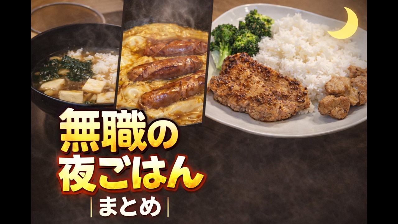 無職の夜ごはんまとめ｜静かな夜の自炊記録(サムネ・動画タイトルChatGPT)