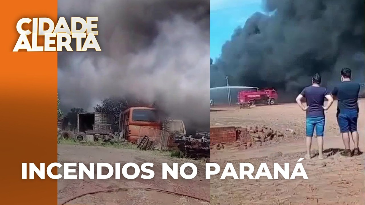 Fábrica de estofados é atingida por incêndio; ferro-velho pega fogo, no PR