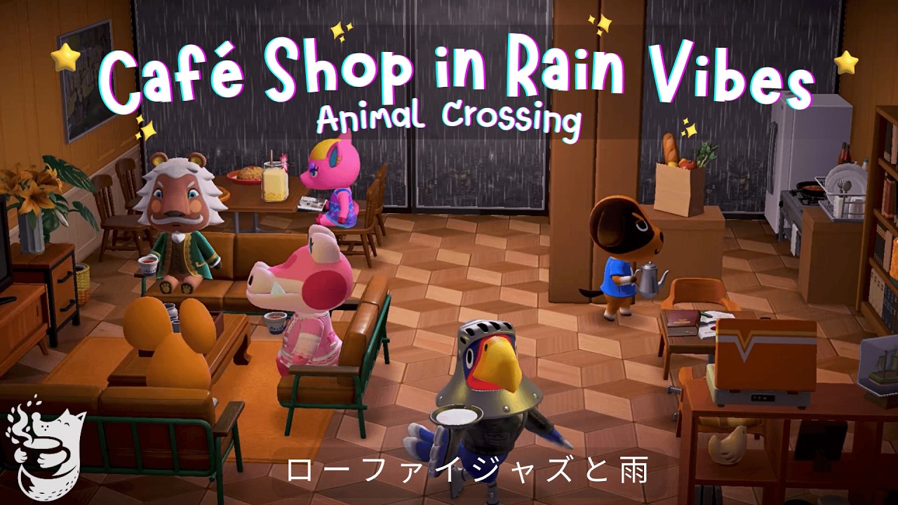 Café Shop in Rain Vibes ☕️Relaxing with Cute Villagers, Hot Drinks & Chill Jazz for Ultimate Comfort