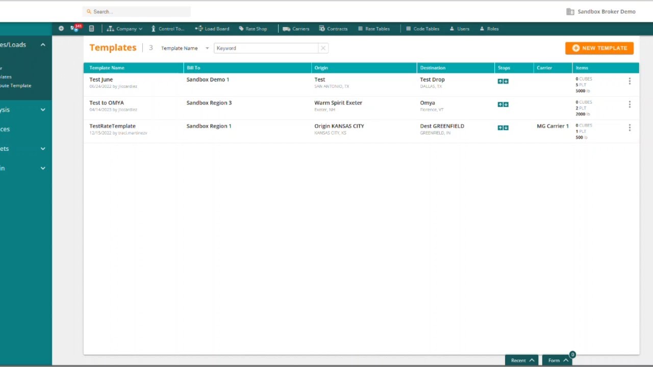 MercuryGate TMS Tutorial: How to Create a Template from the Load Board