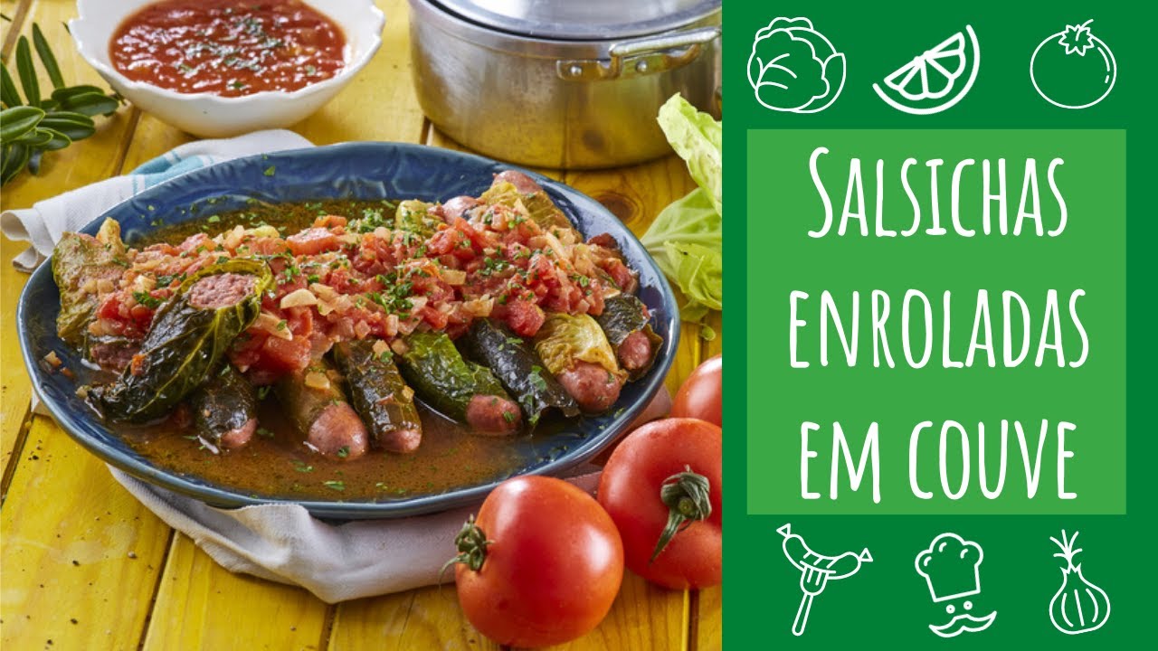 Salsichas frescas enroladas em couve lombarda - TeleCulinária