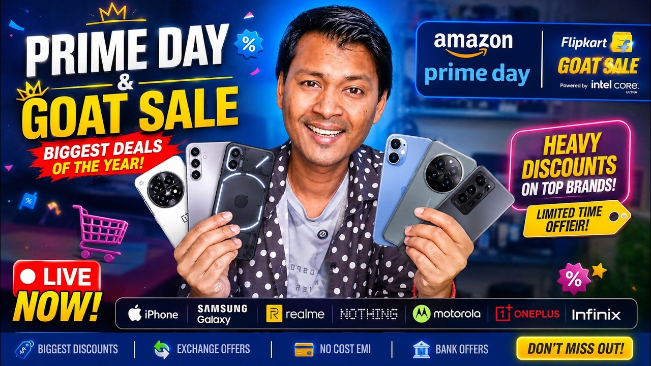 🔴 LIVE: Amazon Prime Day + Flipkart GOAT Sale | Best Deals on iPhone, Samsung, Nothing, and OnePlus!