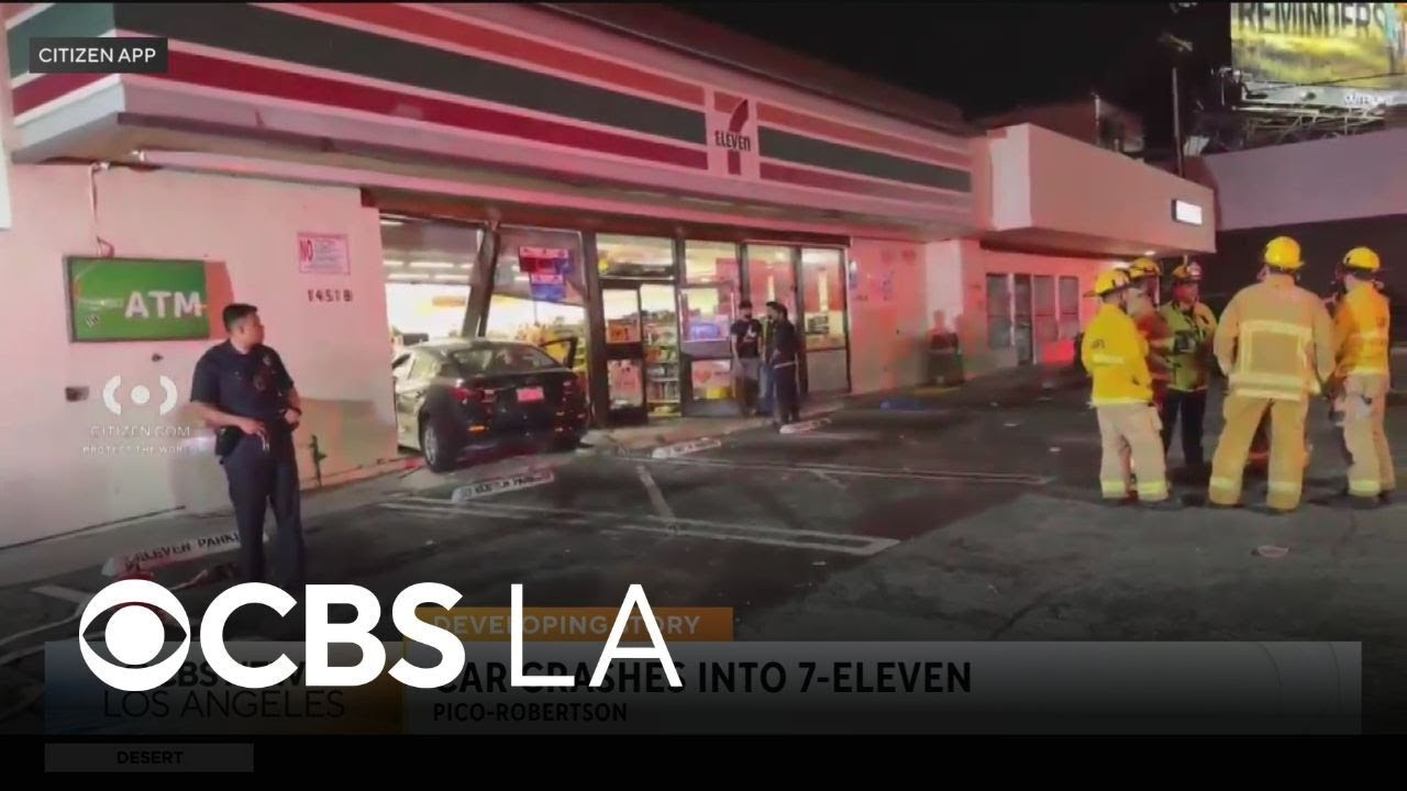 A vehicle crashes into a 7-Eleven in the Pico-Robertson area