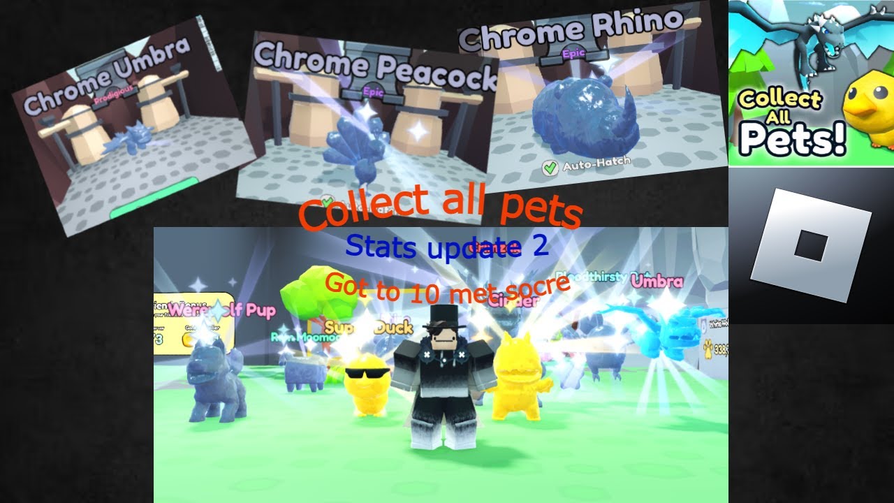 Collect all pets (cap) Stats update 2. Got to 10 met score! 