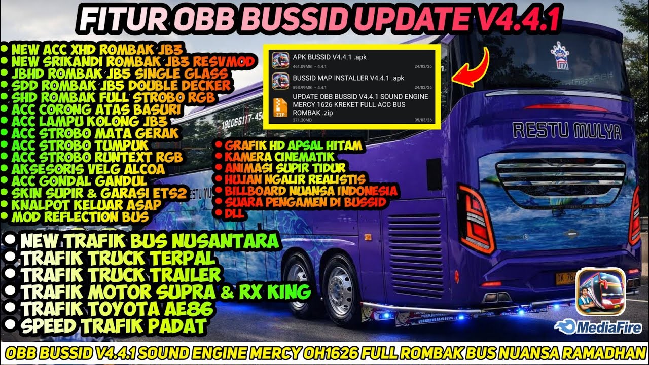 UPDATE BUSSID V4.4.1 || OBB BUSSID V4.4.1 SOUND ENGINE MERCY OH1626 FULL ROMBAK BUS NUANSA RAMADHAN