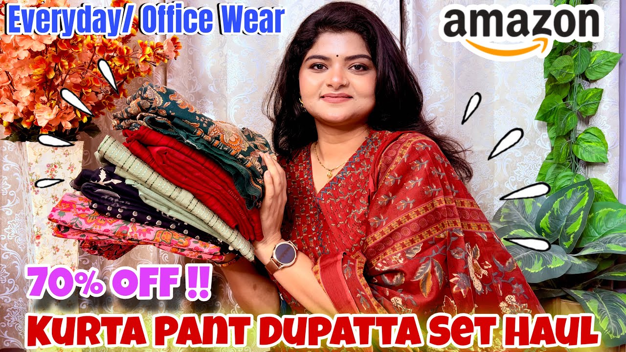 Amazon Cotton Kurta Set Haul | Amazon Anarkali Kurta Pant Dupatta Set Haul | Office Wear Kurta Set