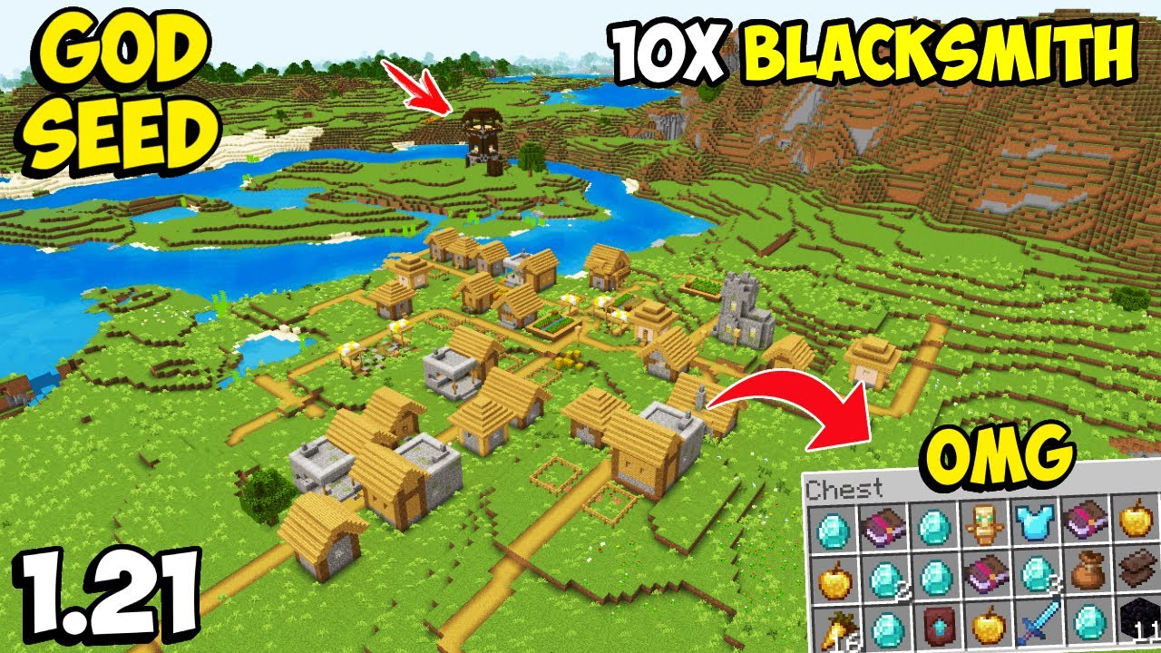 🔥 Ultimate [God Seed] For Minecraft 1.21 Bedrock & PE | Five Blacksmith Village Seed Bedrock 1.21.73