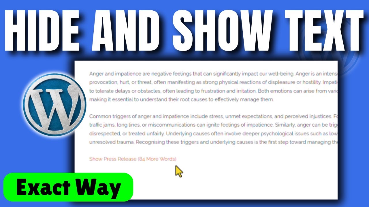How to hide and show text in wordpress (2026)