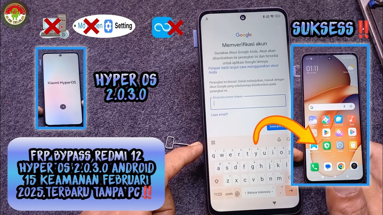 FRP BYPASS REDMI 12 HYPER OS 2.0.3.0 ANDROID 15 KEAMANAN FEBRUARI 2025,TERBARU TANPA PC‼️