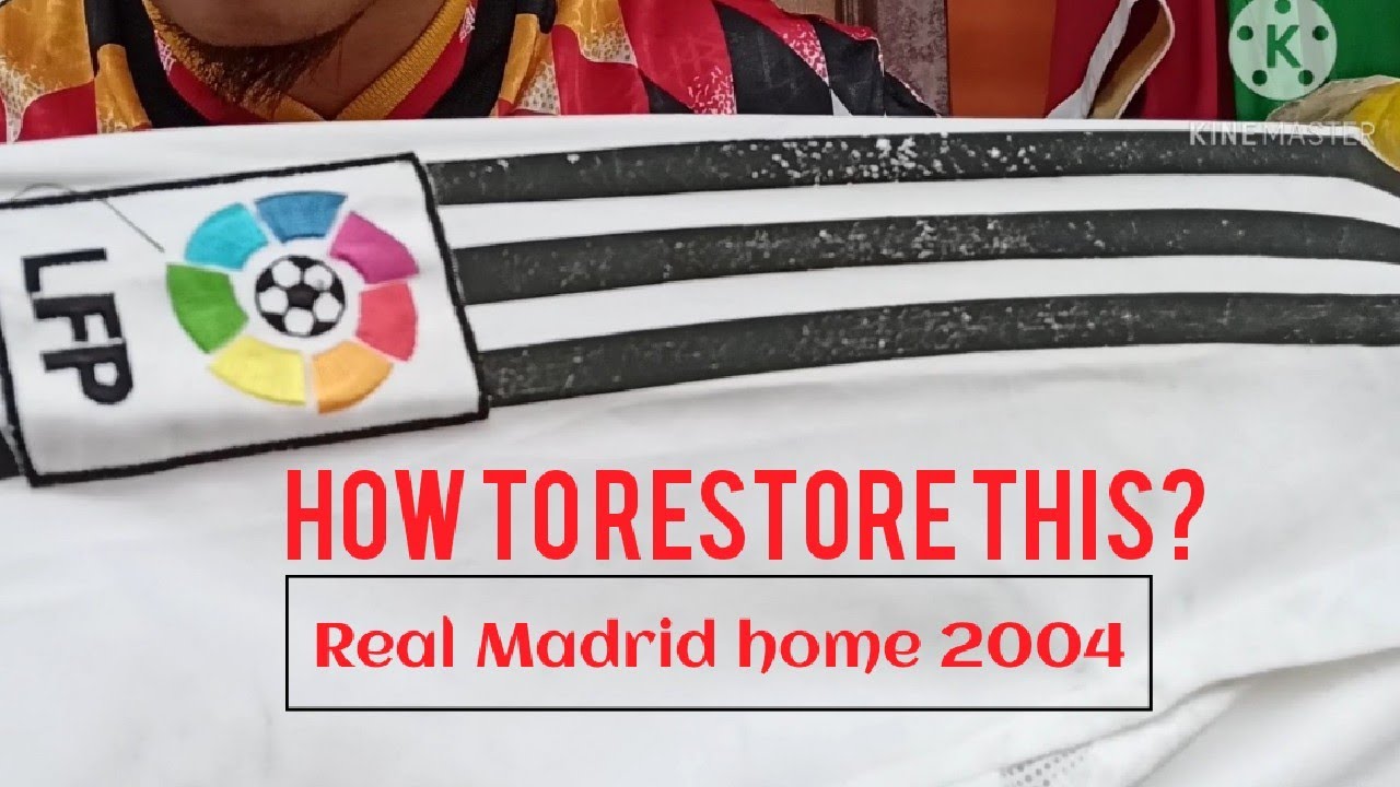 Sponsor and sleeve stripe restoration by drjersey. #drjersey #realmadrid #jerseymakeover