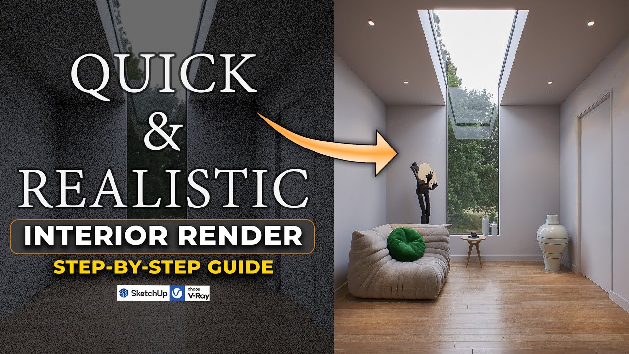 Empty Room to Realistic Interior Render- Full Tutorial | SketchUp & V-Ray