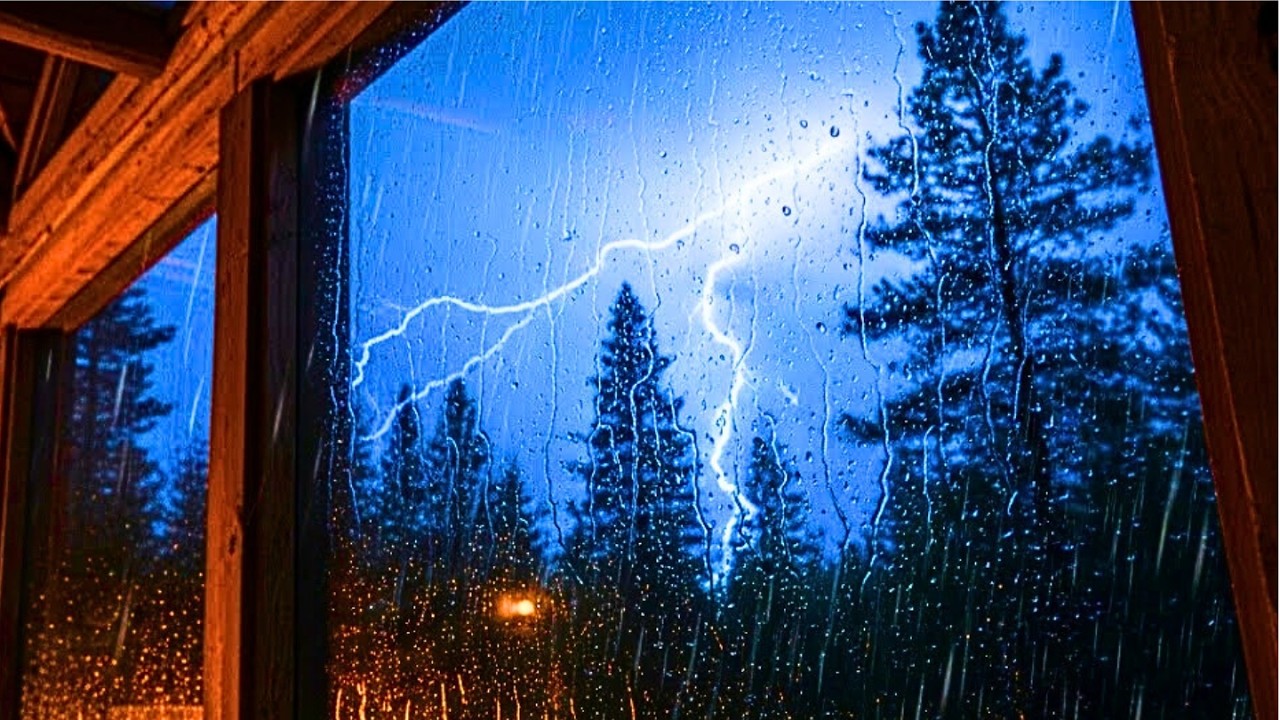 Cozy Cabin Ambience with Heavy Rain & Thunder   Instant Stress Relief & Sleep